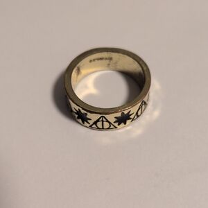 Gold Tone Harry Potter Deathly Hallows Ring — Black Star Design — Official WB